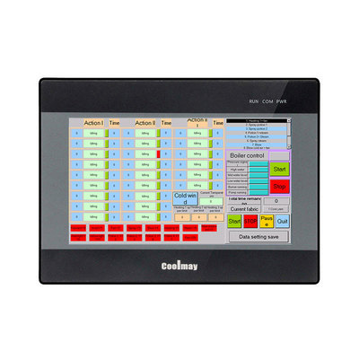 Coolmay 7 pulgadas 1024*600 EX3U-8070HD-44MT-2AD2DA-V-485P Industrial 24v Entrada digital analógica Panel de pantalla táctil Plc HMI integrado todo en uno